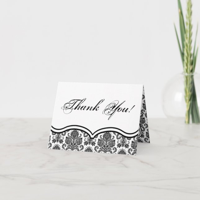 Tarjeta de agradecimiento doblada Prin Damask Lace (Anverso)