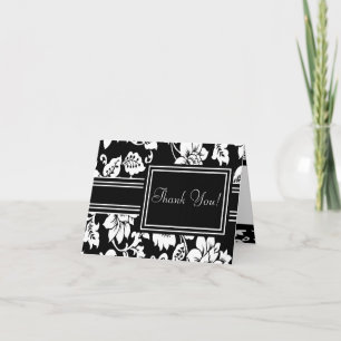 Tarjeta De Agradecimiento Doblado gracias cardar afiligranado negro y blanco