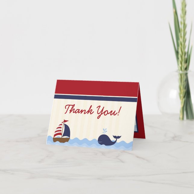 Tarjeta De Agradecimiento Doblado gracias cardar Ahoy el barco náutico de la (Anverso)