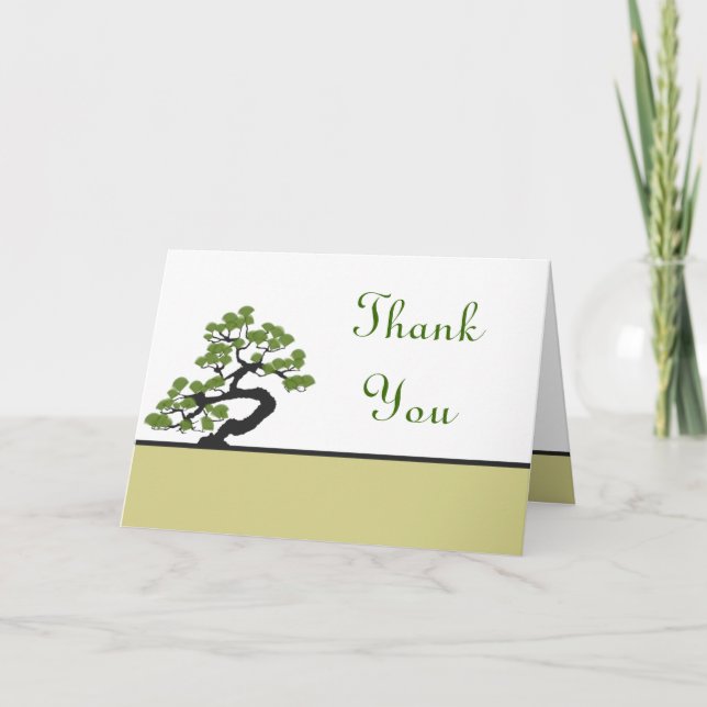 Tarjeta De Agradecimiento Doblado gracias cardar el árbol verde japonés O de (Anverso)