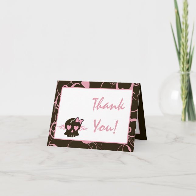 Tarjeta De Agradecimiento Doblado gracias cardar el cráneo femenino del punk (Anverso)