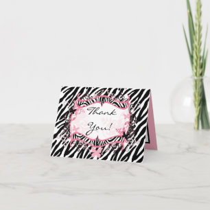 Tarjeta De Agradecimiento Doblado gracias cardar el estampado de zebra