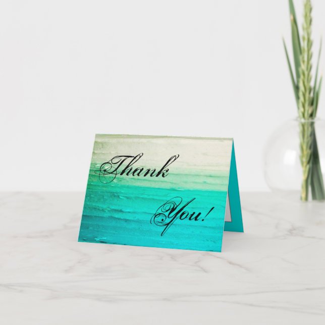 Tarjeta De Agradecimiento Doblado gracias cardar helar azul de Ombre (Anverso)