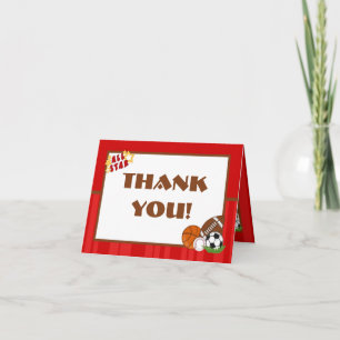 Tarjeta De Agradecimiento Doblado gracias cardar rojo All-star