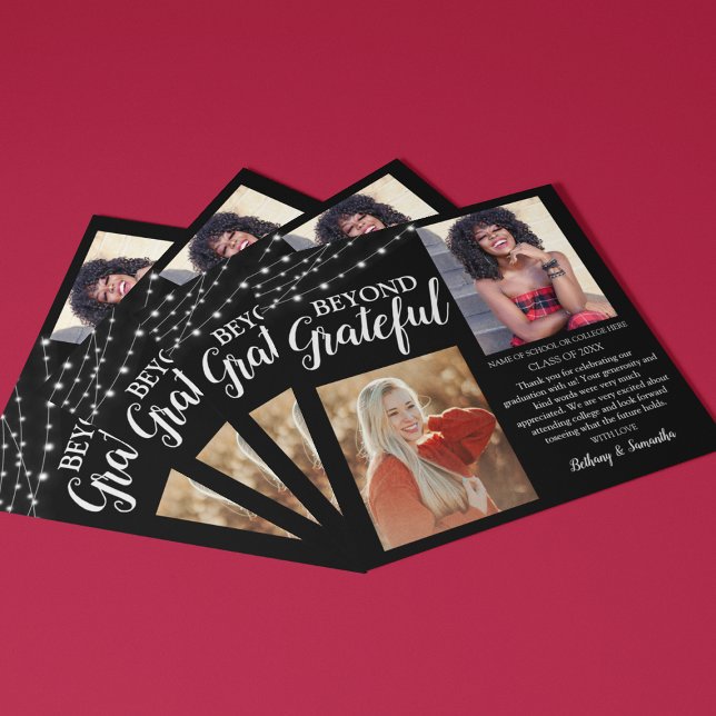 Tarjeta De Agradecimiento Doble Celebración 2 Fotos Graduación (Subido por el creador)