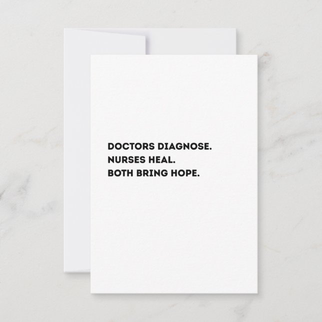 Tarjeta De Agradecimiento Doctor & Nurse Definition Card – Heartfelt  (Anverso)