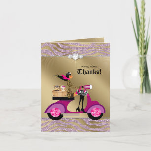 Tarjeta De Agradecimiento Dog Gracias Card Black Pink Gold Zebra
