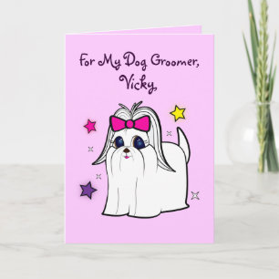 Tarjeta De Agradecimiento Dog Groomer Name Personalizable Gracias