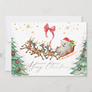 Tarjeta De Agradecimiento Dog in a Sleigh Christmas Card (Flat)