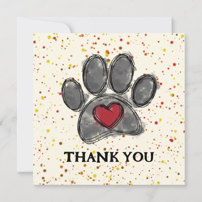 Tarjeta De Agradecimiento Dog Lover Drawing Watercolor Paint Splatter (Anverso)
