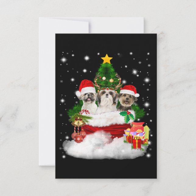 Tarjeta De Agradecimiento Dog Lover | Feliz Navidad Hermosa Shih Tzu (Anverso)