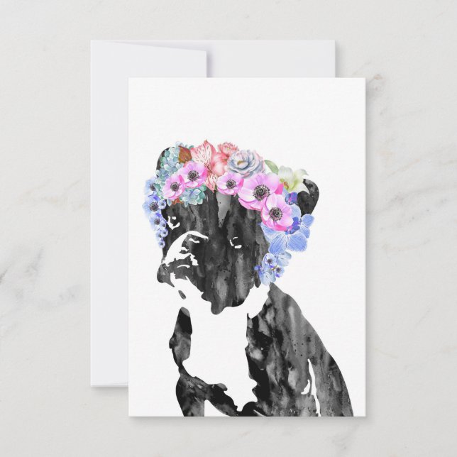 Tarjeta De Agradecimiento Dog Lover French Bulldog And Flower (Anverso)