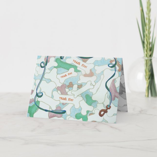 Tarjeta De Agradecimiento Dog Walker Mascota Sitter Gracias Huesos Ilustrado (Anverso)