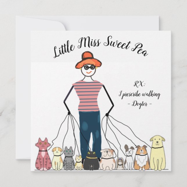 Tarjeta De Agradecimiento Dog Walker Note w Card Little Miss Sweet Pea (Anverso)