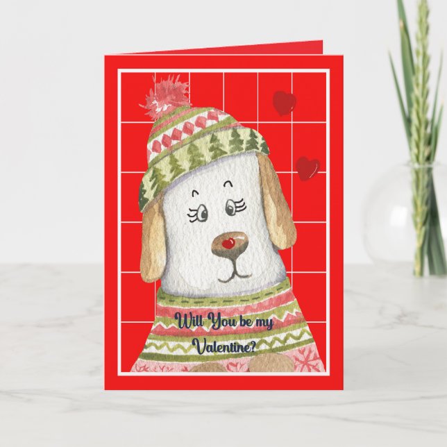Tarjeta De Agradecimiento Doggie Valentine cálido (Anverso)