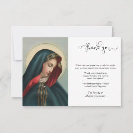 Tarjeta De Agradecimiento Dolor religioso católico Virgen María Condolencia