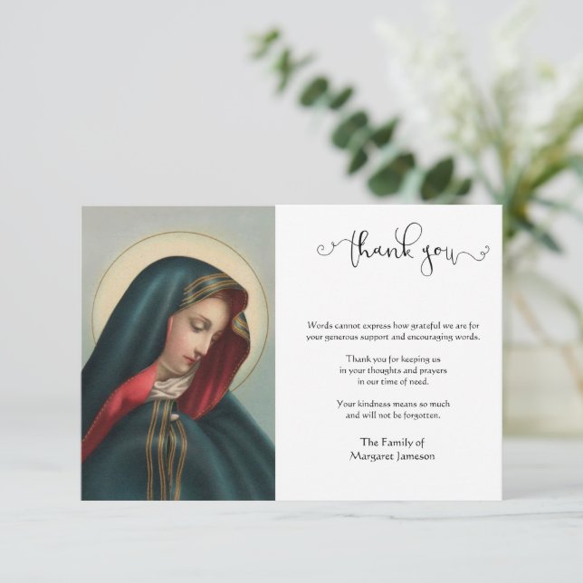 Tarjeta De Agradecimiento Dolor religioso católico Virgen María Condolencia (Anverso de pie)
