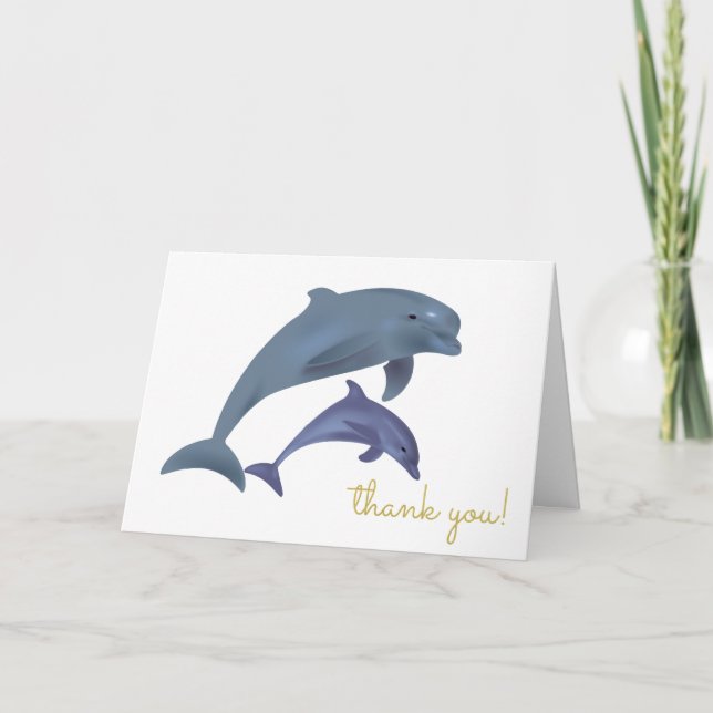 Tarjeta De Agradecimiento Dolphin Boy o Chica Baby Shower (Anverso)