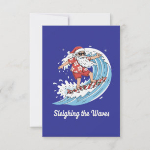 Tarjeta De Agradecimiento "Dominando las olas" Santa surfista divertido trop