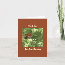 Tarjeta De Agradecimiento Donación conmemorativa, mariposa Naranja