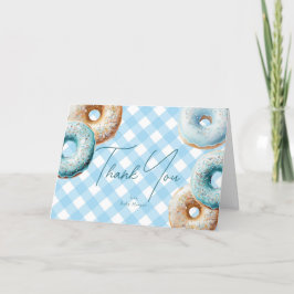 Tarjeta De Agradecimiento Donar | Blue Gingham Boy Baby Shower