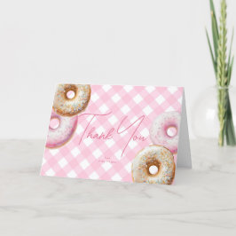 Tarjeta De Agradecimiento Donar | Chica Rosa Gingham Baby Shower