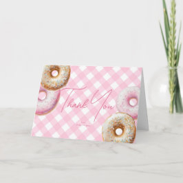 Tarjeta De Agradecimiento Donar | Chica Rosa Gingham Baby Shower