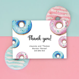 Tarjeta De Agradecimiento Donas de acuarela gracias por revelar el género