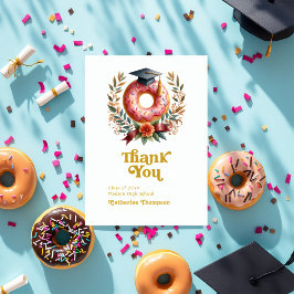 Tarjeta De Agradecimiento Donas rosadas y doradas y Grados de Graduación