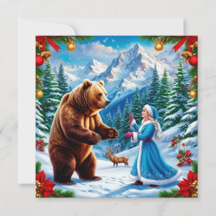 Tarjeta De Agradecimiento Doncella de Nieve encantando un paisaje invernal