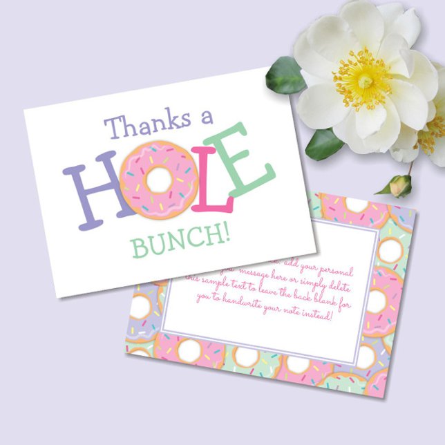 Tarjeta De Agradecimiento Donut Gracias a Hole Bunch (Thanks a Hole Bunch Thank You Note Card)