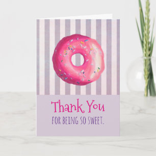 Tarjeta De Agradecimiento Donut rosado con salpicaduras Gracias