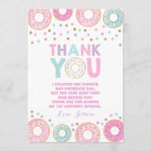 Tarjeta De Agradecimiento Donut Thank You Card Donut Groll Fiesta Pink Gold