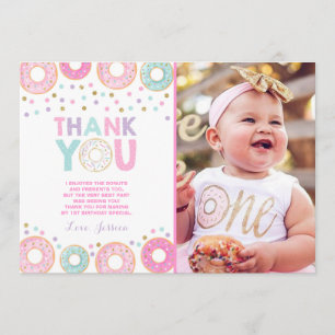 Tarjeta De Agradecimiento Donut Thank You Card Donut Groll Fiesta Pink Gold