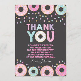 Tarjeta De Agradecimiento Donut Thank You Card Donut Groll Fiesta Pink Gold