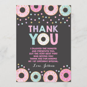 Tarjeta De Agradecimiento Donut Thank You Card Donut Groll Fiesta Pink Gold