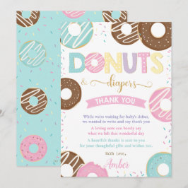 Tarjeta De Agradecimiento Donuts dulces y pañales Doughnut Baby Shower