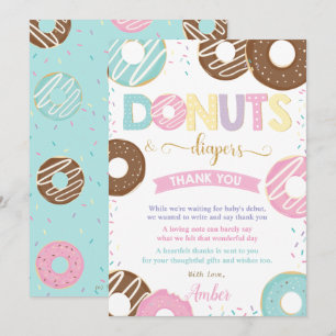 Tarjeta De Agradecimiento Donuts dulces y pañales Doughnut Baby Shower