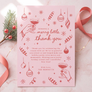 Tarjeta De Agradecimiento Doodle de fiesta de Navidad alegre