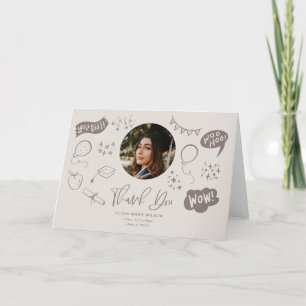 Tarjeta De Agradecimiento Doodle De Graduación Con Foto De Graduado Sandy Be