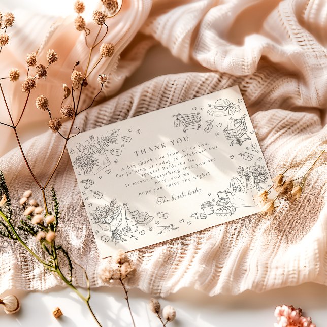 Tarjeta De Agradecimiento Doodle Farm Market Bridal Shower (Subido por el creador)