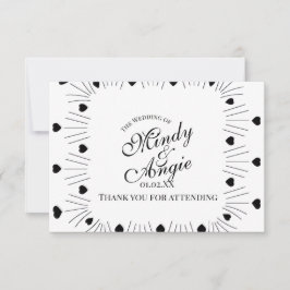 Tarjeta De Agradecimiento Doodle Hearts Frame Script Wedding