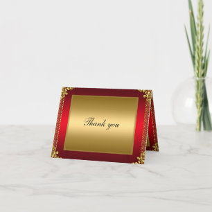 Tarjeta de agradecimiento dorada y roja Agrega tu