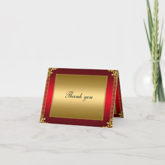 Tarjeta de agradecimiento dorada y roja Agrega tu 