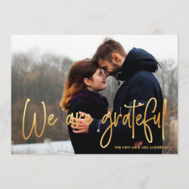 Tarjeta De Agradecimiento Dorado| Estamos agradecidos 2 Boda de fotos Gracia