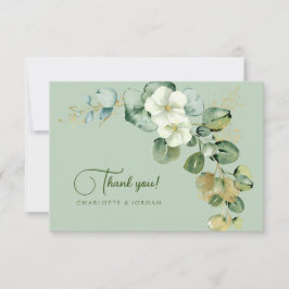 Tarjeta De Agradecimiento Dorado Eucalyptus Wreath Green Sea Glass