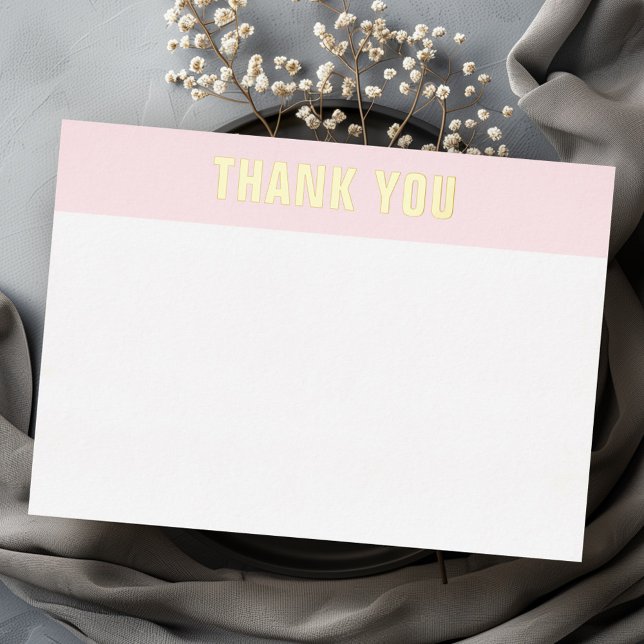 Tarjeta de agradecimiento dorado o plata real Reli (Gold or silver real foil pink white thank you card)