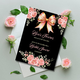 Tarjeta De Agradecimiento Dorado y rosa floral en la ducha de novias