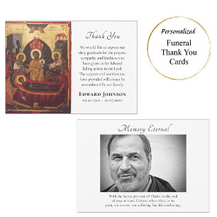 Tarjeta De Agradecimiento Dormición de la Teotokos Funeral Ortodoxo