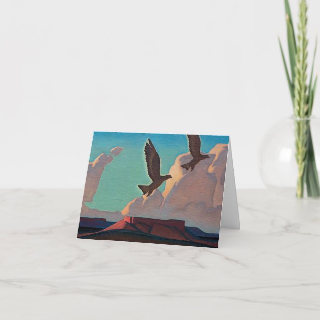 Tarjeta De Agradecimiento Dos águilas, 1933 por Maynard Dixon (Anverso)